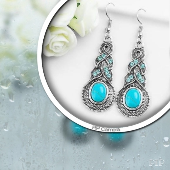Water Drop Turquoise Earrings - Picture 1 of 2